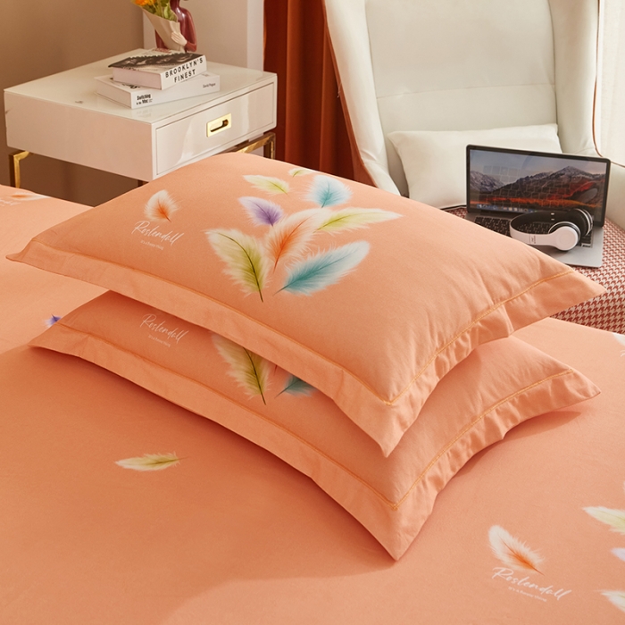 91家纺网 家纺一手货源 找家纺 雲归梦 2022年新款加厚全棉大版四件套第二批-花卉 轻舞飞扬-桔