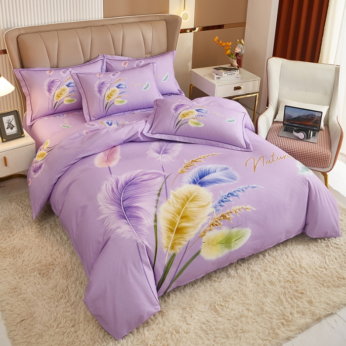 91家纺网 家纺一手货源 找家纺 雲归梦 2022年新款加厚全棉大版四件套第二批-花卉 秋色宜人-紫