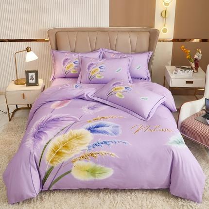 雲归梦 2022年新款加厚全棉大版四件套第二批-花卉 秋色宜人-紫