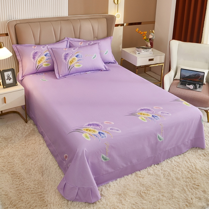 91家纺网 家纺一手货源 找家纺 雲归梦 2022年新款加厚全棉大版四件套第二批-花卉 秋色宜人-紫
