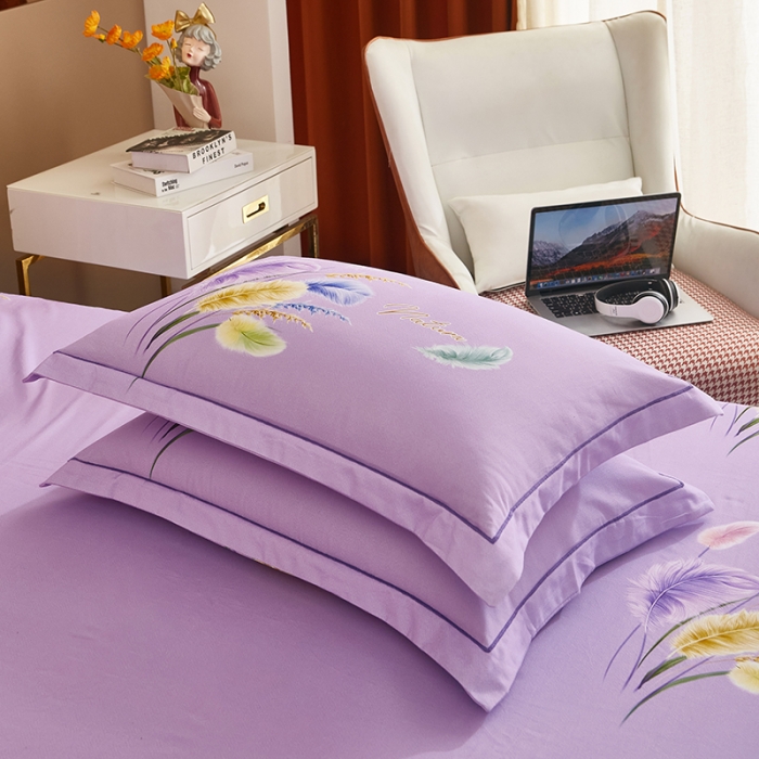 91家纺网 家纺一手货源 找家纺 雲归梦 2022年新款加厚全棉大版四件套第二批-花卉 秋色宜人-紫