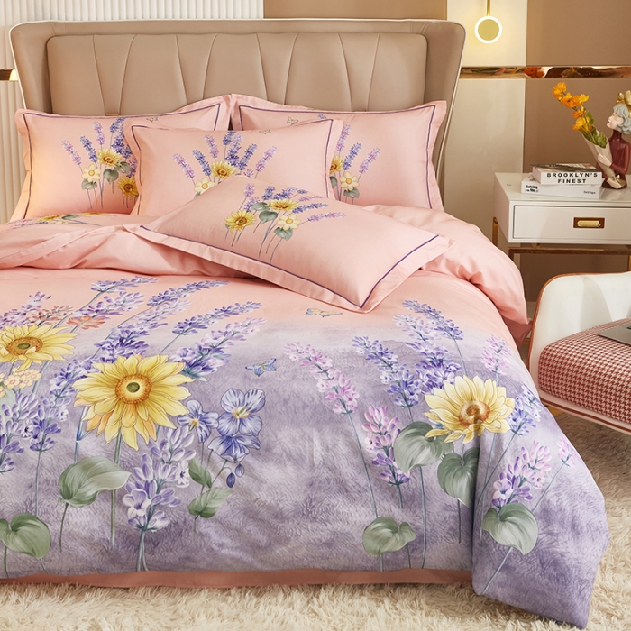 91家纺网 家纺一手货源 找家纺 雲归梦 2022年新款加厚全棉大版四件套第二批-花卉 秋月午后