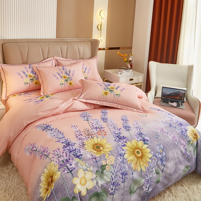 91家纺网 家纺一手货源 找家纺 雲归梦 2022年新款加厚全棉大版四件套第二批-花卉 秋月午后