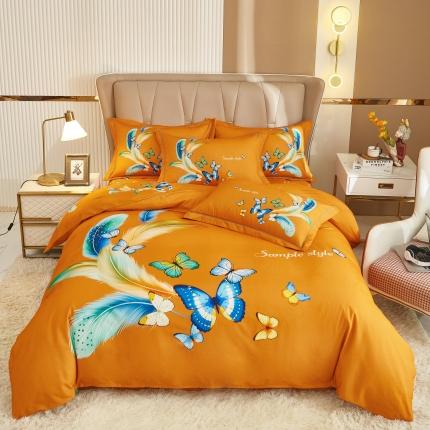 雲归梦 2022年新款加厚全棉大版四件套第二批-花卉 仙香花骨-桔