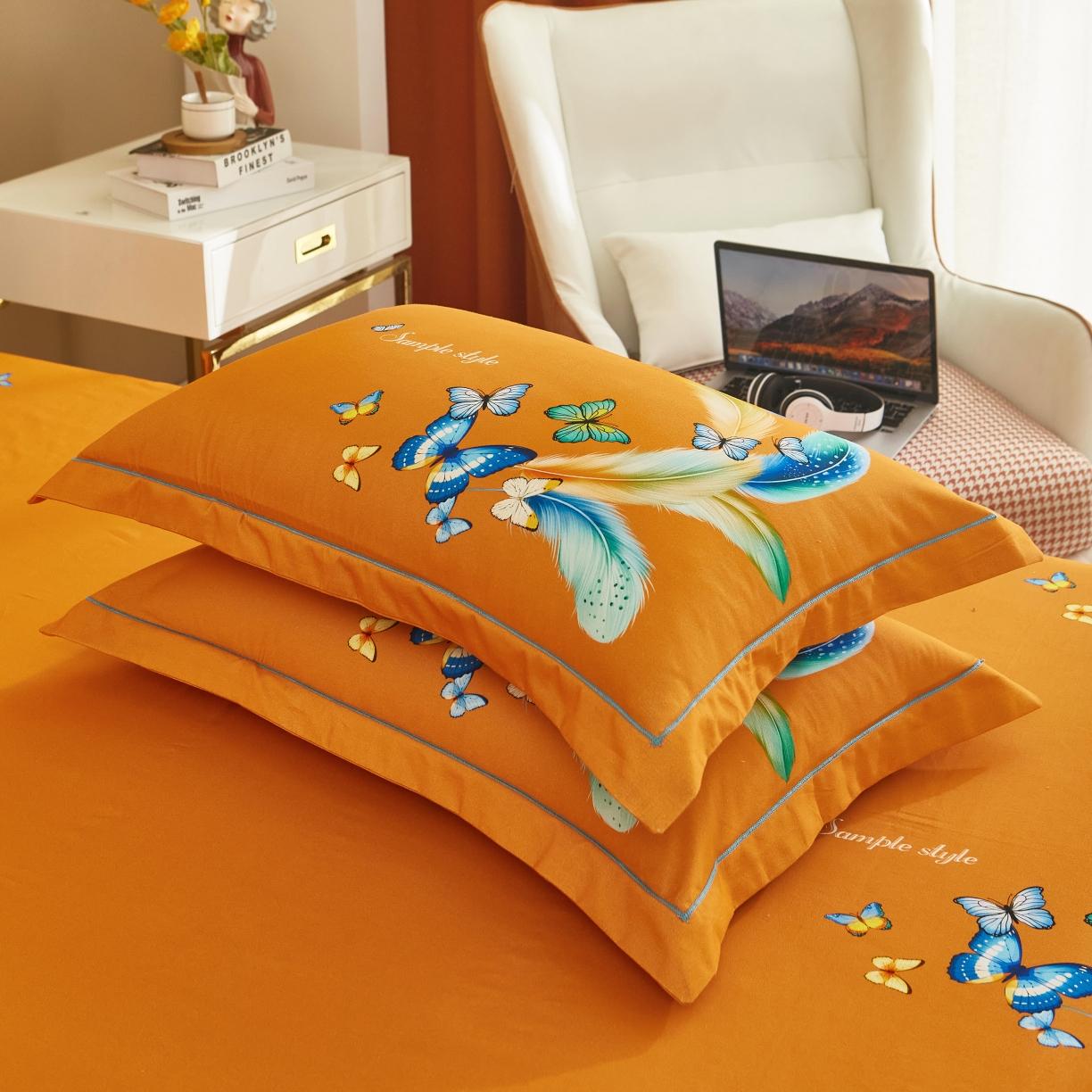 91家纺网 家纺一手货源 找家纺 雲归梦 2022年新款加厚全棉大版四件套第二批-花卉 仙香花骨-桔