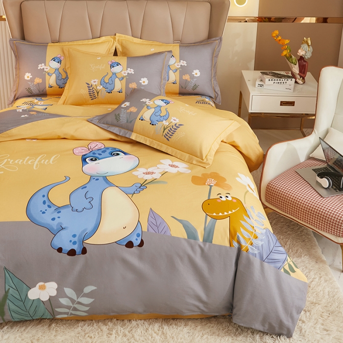 91家纺网 家纺一手货源 找家纺 雲归梦 2022年新款加厚全棉大版四件套第二批-花卉 小海宝-黄