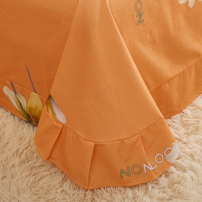 91家纺网 家纺一手货源 找家纺 雲归梦 2022年新款加厚全棉大版四件套第二批-花卉 悠悠我心-桔