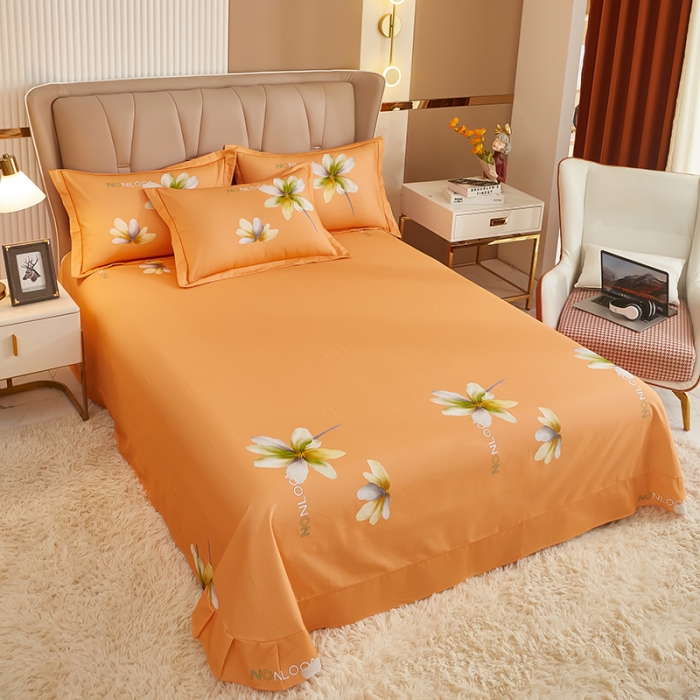 91家纺网 家纺一手货源 找家纺 雲归梦 2022年新款加厚全棉大版四件套第二批-花卉 悠悠我心-桔