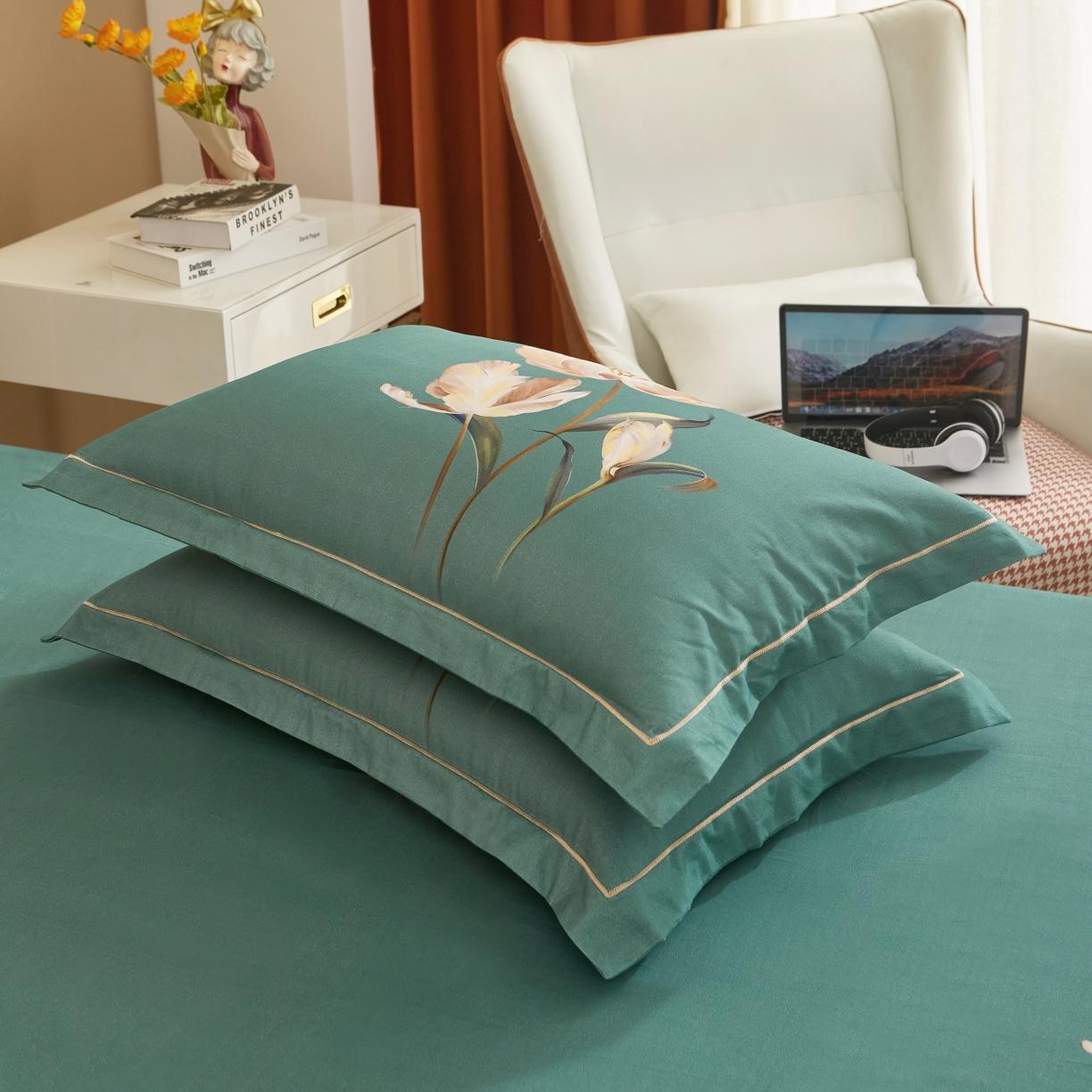 91家纺网 家纺一手货源 找家纺 雲归梦 2022年新款加厚全棉大版四件套第二批-花卉 一笑倾城-桔