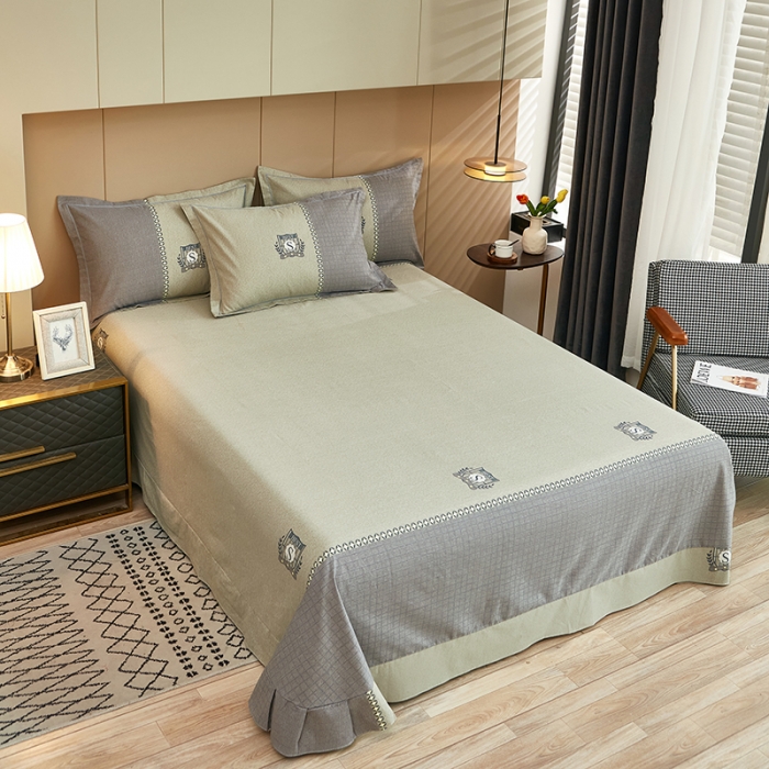 91家纺网 家纺一手货源 找家纺 雲归梦 2022年新款加厚全棉大版四件套第二批-格条卡通 艾洛依-咖