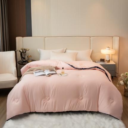 91家纺网 家纺一手货源 找家纺 魅图 2025直播新款抗菌立体大豆冬被加厚保暖B013蜜桃粉