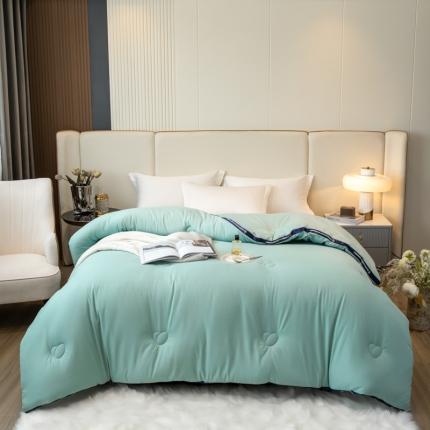 91家纺网 家纺一手货源 找家纺 魅图 2025直播新款抗菌立体大豆冬被加厚保暖B013浅灰绿