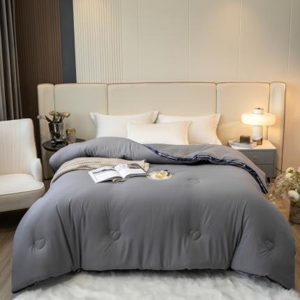 91家纺网 家纺一手货源 找家纺 魅图 2025直播新款抗菌立体大豆冬被加厚保暖B013绅士灰