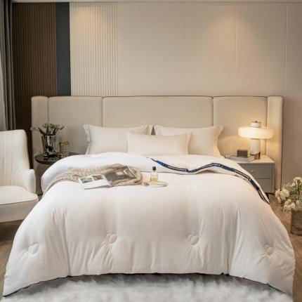 91家纺网 家纺一手货源 找家纺 魅图 2025直播新款抗菌立体大豆冬被加厚保暖B013珍珠白