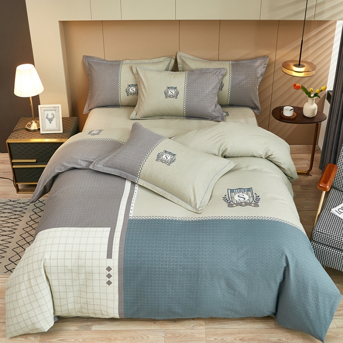 91家纺网 家纺一手货源 找家纺 雲归梦 2022年新款加厚全棉大版四件套第二批-格条卡通 艾洛依-咖