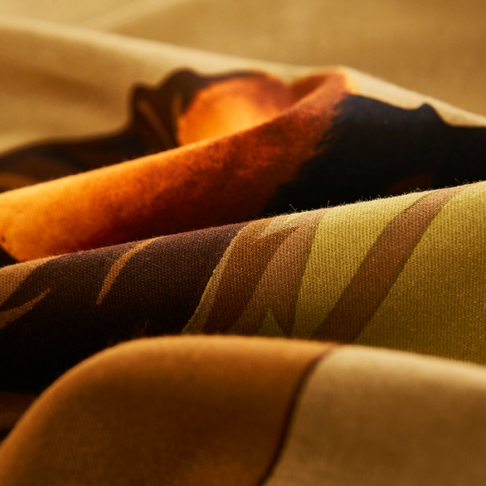 91家纺网 家纺一手货源 找家纺 雲归梦 2022年新款加厚全棉大版四件套第二批-格条卡通 潮酷熊-咖