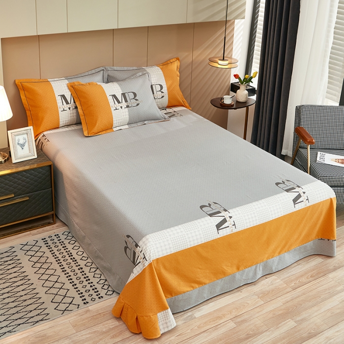 91家纺网 家纺一手货源 找家纺 雲归梦 2022年新款加厚全棉大版四件套第二批-格条卡通 幻城-黄