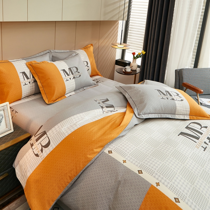 91家纺网 家纺一手货源 找家纺 雲归梦 2022年新款加厚全棉大版四件套第二批-格条卡通 幻城-黄