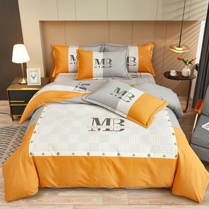 雲归梦 2022年新款加厚全棉大版四件套第二批-格条卡通 幻城-黄