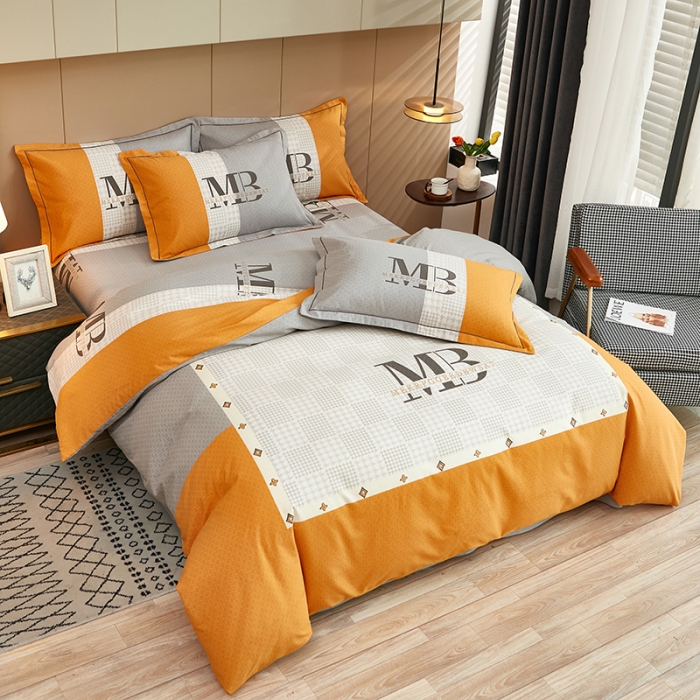 91家纺网 家纺一手货源 找家纺 雲归梦 2022年新款加厚全棉大版四件套第二批-格条卡通 幻城-黄