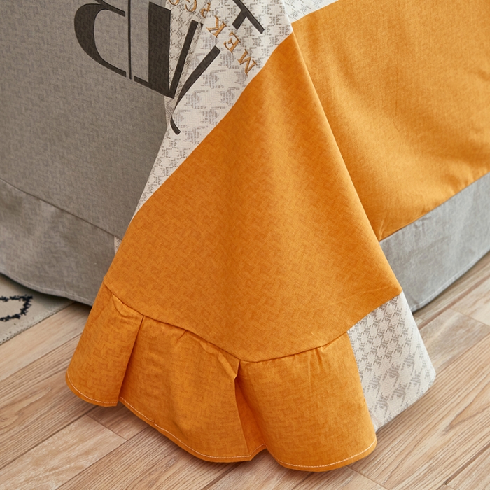 91家纺网 家纺一手货源 找家纺 雲归梦 2022年新款加厚全棉大版四件套第二批-格条卡通 幻城-黄