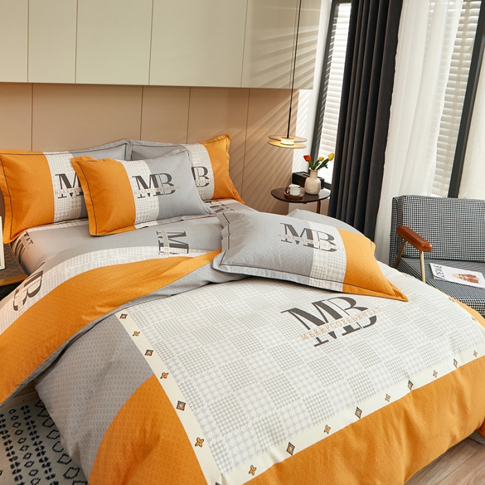 91家纺网 家纺一手货源 找家纺 雲归梦 2022年新款加厚全棉大版四件套第二批-格条卡通 幻城-黄