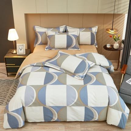 雲归梦 2022年新款加厚全棉大版四件套第二批-格条卡通 几何空间-灰