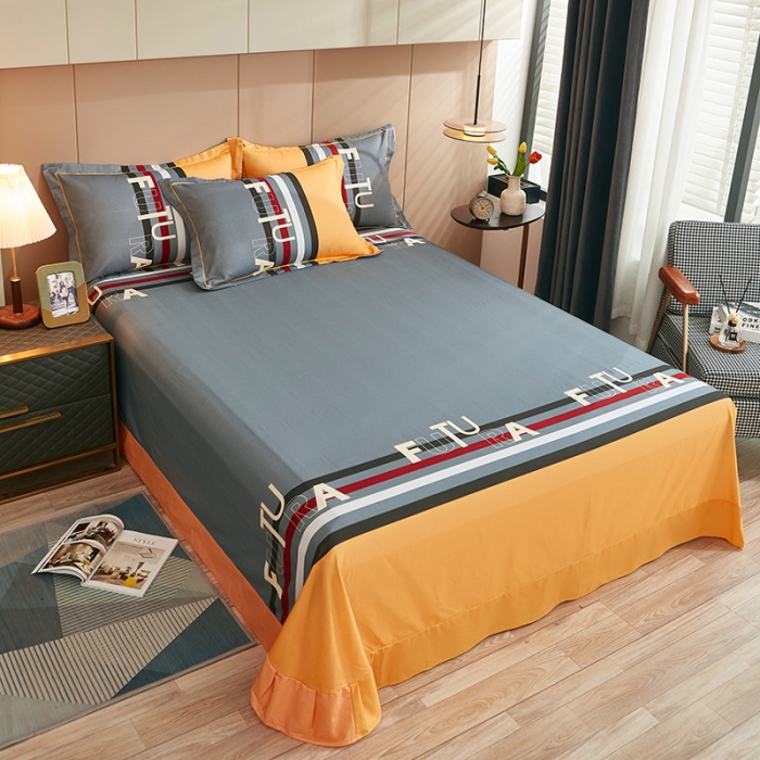 91家纺网 家纺一手货源 找家纺 雲归梦 2022年新款加厚全棉大版四件套第二批-格条卡通 杰罗-桔