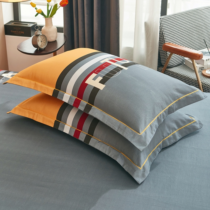 91家纺网 家纺一手货源 找家纺 雲归梦 2022年新款加厚全棉大版四件套第二批-格条卡通 杰罗-桔