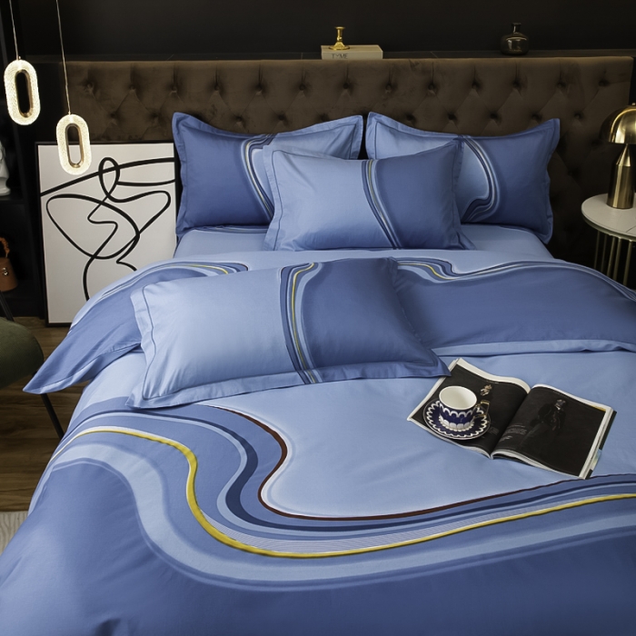 91家纺网 家纺一手货源 找家纺 雲归梦 2022年新款加厚全棉大版四件套第二批-格条卡通 兰卡斯-兰