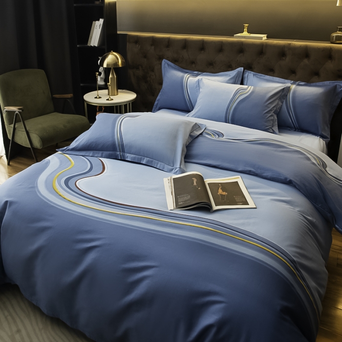 91家纺网 家纺一手货源 找家纺 雲归梦 2022年新款加厚全棉大版四件套第二批-格条卡通 兰卡斯-兰