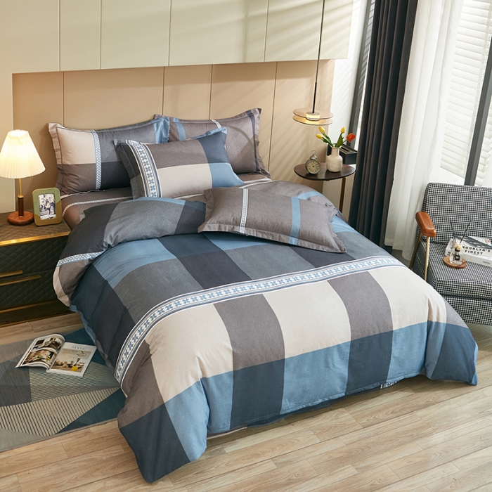 91家纺网 家纺一手货源 找家纺 雲归梦 2022年新款加厚全棉大版四件套第二批-格条卡通 茉伯妮-兰