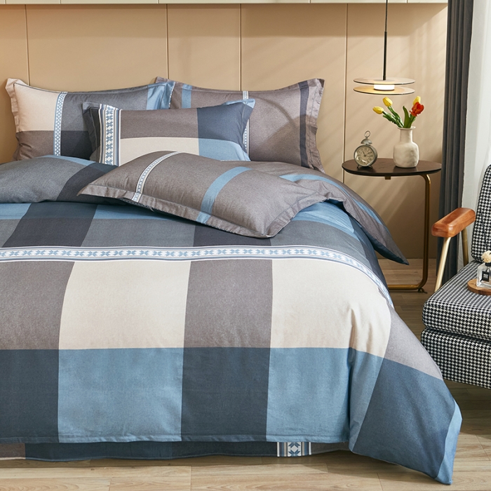 91家纺网 家纺一手货源 找家纺 雲归梦 2022年新款加厚全棉大版四件套第二批-格条卡通 茉伯妮-兰