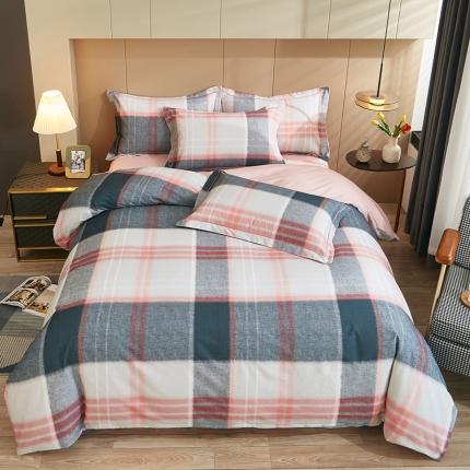 雲归梦 2022年新款加厚全棉大版四件套第二批-格条卡通 莫妮卡-粉