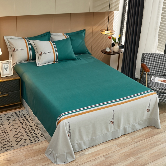 91家纺网 家纺一手货源 找家纺 雲归梦 2022年新款加厚全棉大版四件套第二批-格条卡通 森旅小鹿