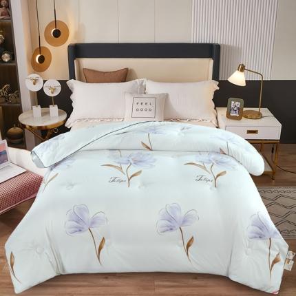 91家纺网 家纺一手货源 找家纺 好欣怡家纺 2023新国潮大豆蛋白冬被被子被芯 百合-奶白