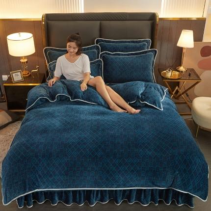 91家纺网 家纺一手货源 找家纺 （总）富之航2022直播爆款新款欧式纯色牛奶绒床裙四件套加厚