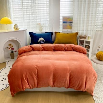 91家纺网 家纺一手货源 找家纺 （总）人人爱 2025新款牛奶绒兔兔绒纯色双拼四件套