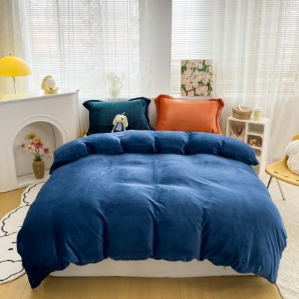 91家纺网 家纺一手货源 找家纺 （总）人人爱 2025新款牛奶绒兔兔绒纯色双拼四件套