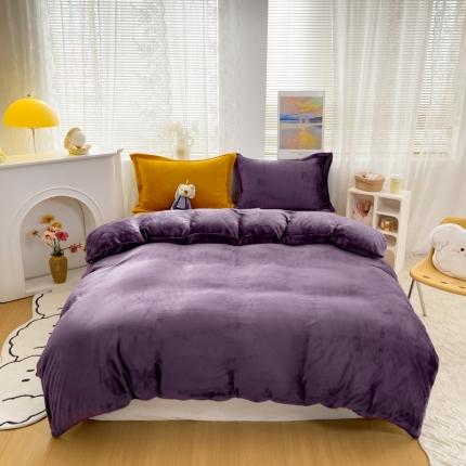 91家纺网 家纺一手货源 找家纺 （总）人人爱 2025新款牛奶绒兔兔绒纯色双拼四件套