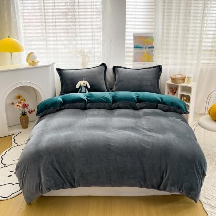 91家纺网 家纺一手货源 找家纺 （总）人人爱 2025新款牛奶绒兔兔绒纯色双拼四件套