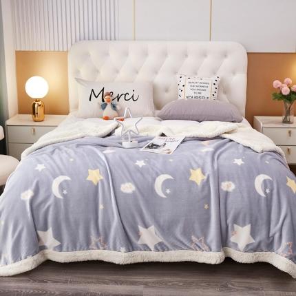 91家纺网 家纺一手货源 找家纺 坦客毯业 2025新款加厚保暖羊羔绒印花牛奶绒毛毯子午睡盖毯（跨境外贸） 星月密语