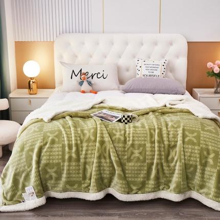 91家纺网 家纺一手货源 找家纺 坦客毯业 2025新款加厚保暖羊羔绒印花牛奶绒毛毯子午睡盖毯（跨境外贸） 艾玛格绿