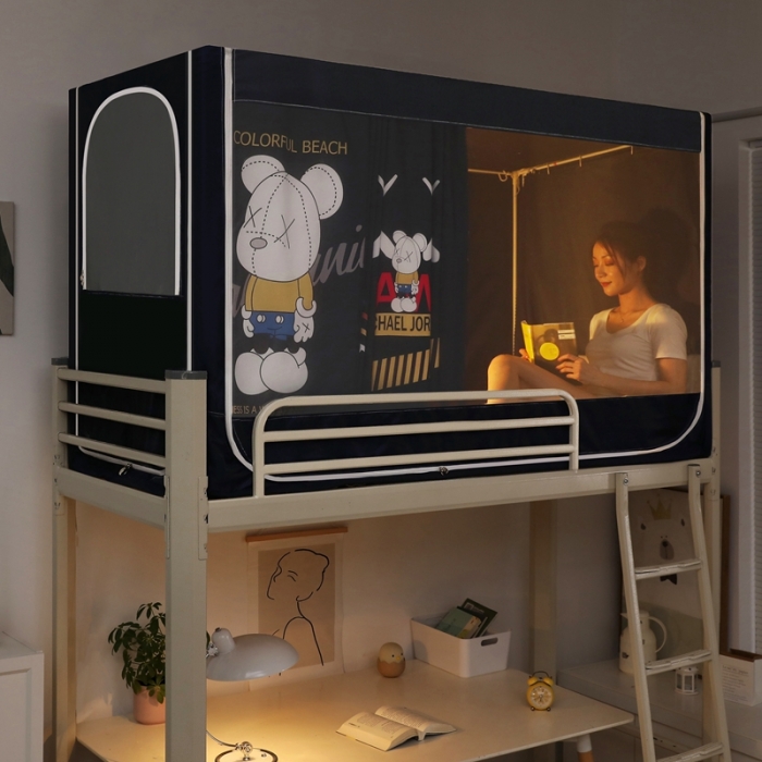 91家纺网 家纺一手货源 找家纺 梦尔佳蚊帐 2022新款卡通印花学生床帘蚊帐 米克乔丹