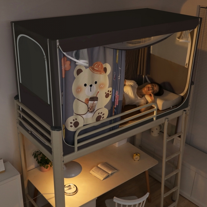 91家纺网 家纺一手货源 找家纺 梦尔佳蚊帐 2022新款卡通印花学生床帘蚊帐 熊出没