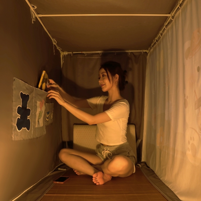 91家纺网 家纺一手货源 找家纺 梦尔佳蚊帐 2022新款卡通印花学生床帘蚊帐 熊出没