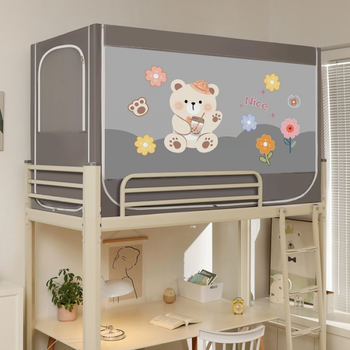 91家纺网 家纺一手货源 找家纺 梦尔佳蚊帐 2022新款卡通印花学生床帘蚊帐 熊出没