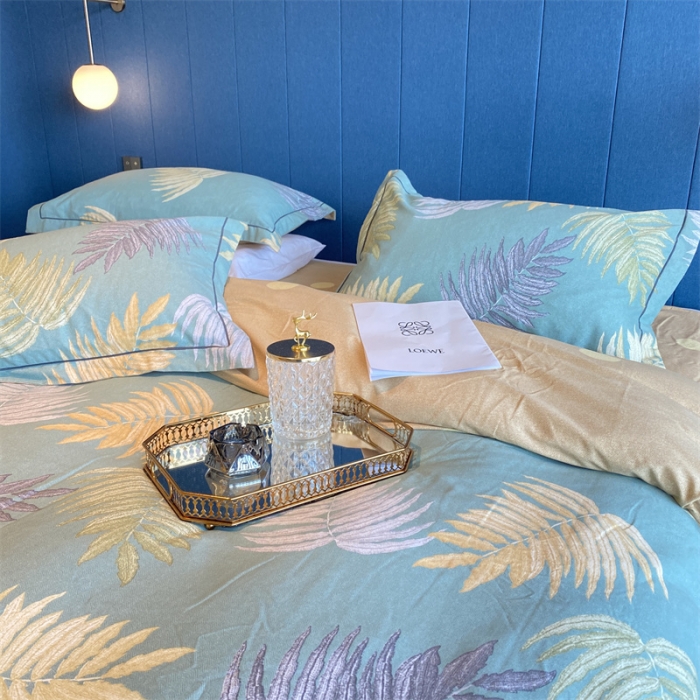 91家纺网 家纺一手货源 找家纺 2022新款铂金全棉磨毛系列四件套-实拍图（AB版设计） 丛草集-兰