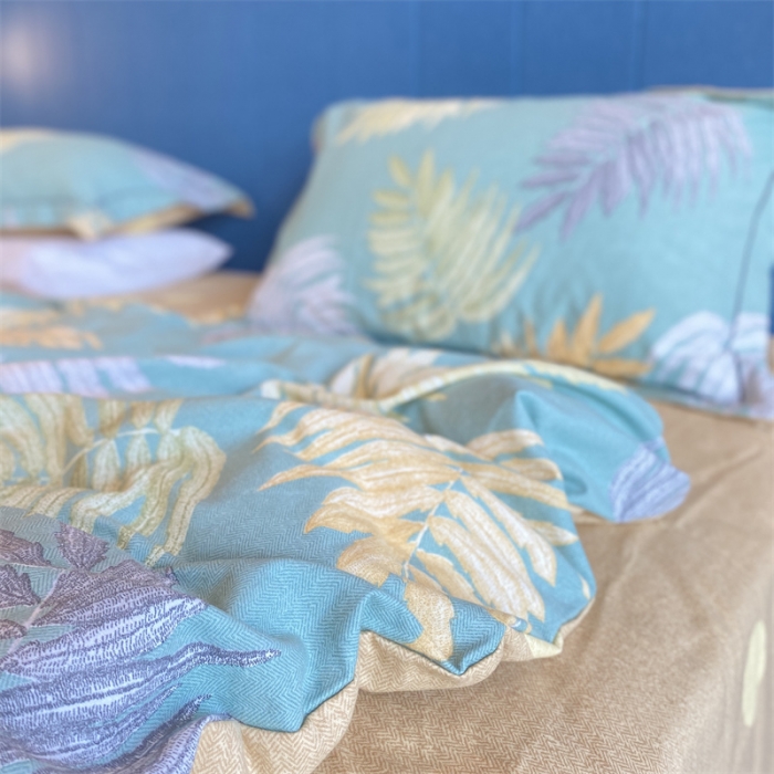 91家纺网 家纺一手货源 找家纺 2022新款铂金全棉磨毛系列四件套-实拍图（AB版设计） 丛草集-兰