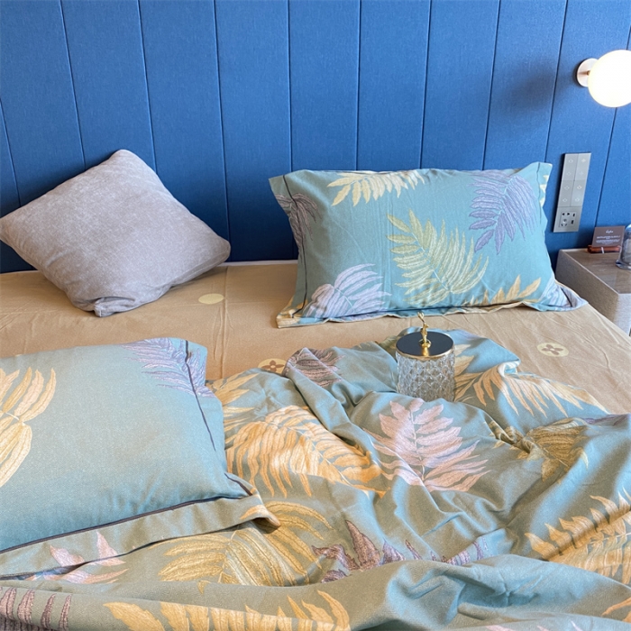 91家纺网 家纺一手货源 找家纺 2022新款铂金全棉磨毛系列四件套-实拍图（AB版设计） 丛草集-兰